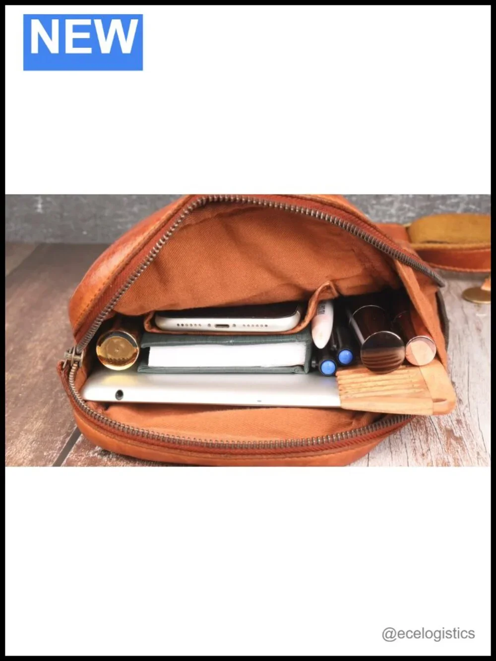 Genuine Leather Unisex Travel Sling Crossbody Bag